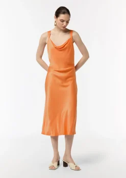 Satinkleid mit Wasserfall-Ausschnitt-Comma Fashion