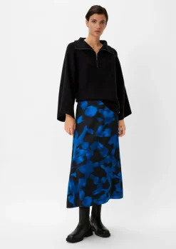 Satinrock mit All-over-Print-Comma Outlet