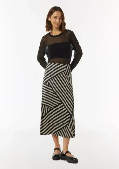 Satin-Rock mit asymmetrischem Streifen-Print-Comma Sale