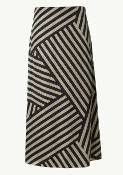 Satin-Rock mit asymmetrischem Streifen-Print-Comma Sale