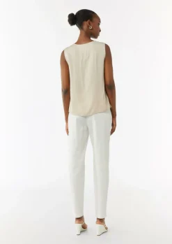 Satin-Top mit Chiffon-Ausschnitt-Comma Online
