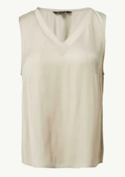 Satin-Top mit Chiffon-Ausschnitt-Comma Online