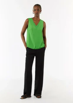 Satin-Top mit Chiffon-Ausschnitt-Comma Hot