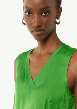 Satin-Top mit Chiffon-Ausschnitt-Comma Hot