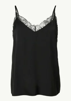 Satin-Top mit Spitze und verstellbaren Trägern-Comma Discount