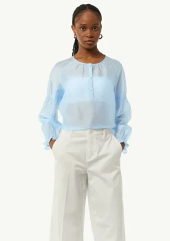 Schimmernde Lyocellbluse mit Raff-Details-Comma Sale