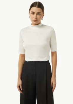 Schimmerndes Shirt mit Stehkragen-Comma New