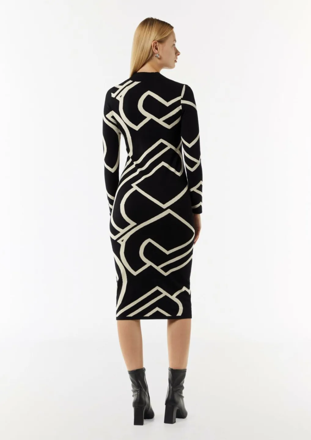 Schmales Jacquard-Kleid mit Logo-Design-Comma Hot