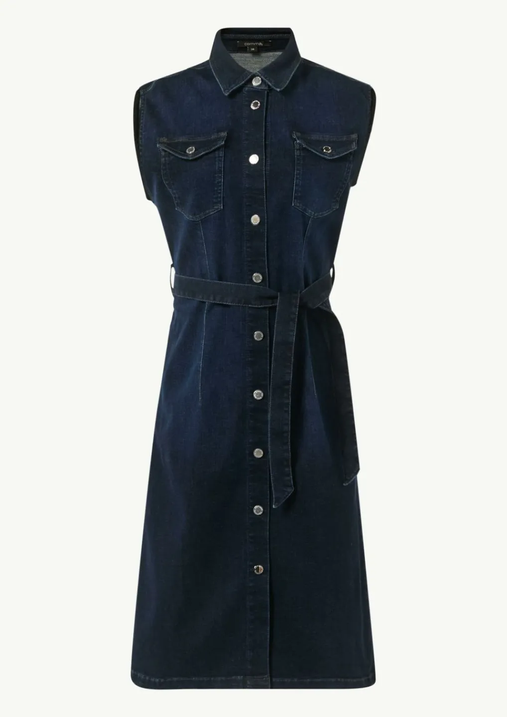 Schmal geschnittenes Jeanskleid mit Bindegürtel-Comma Clearance