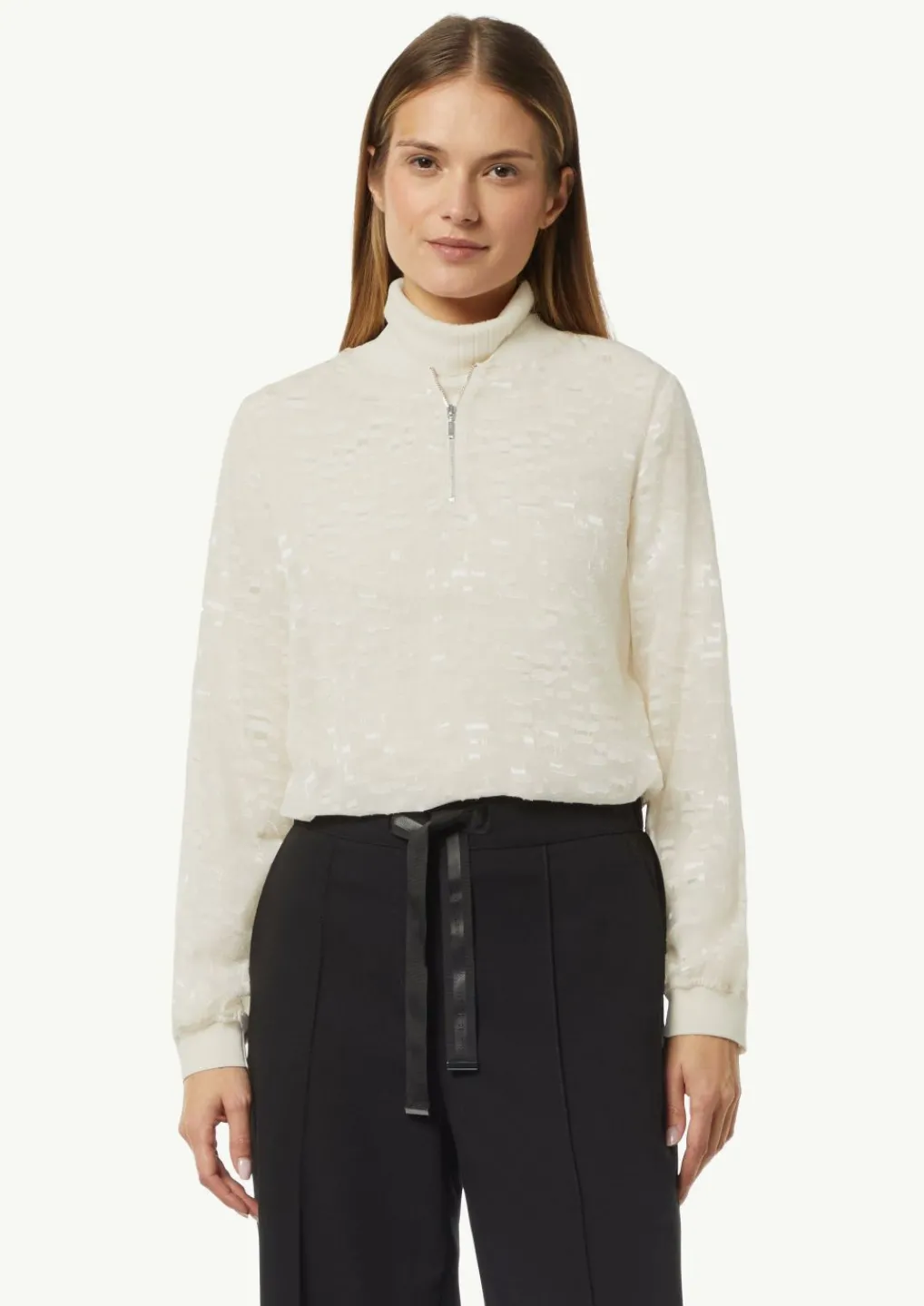 Semitransparente Jacquard-Bluse mit Stehkragen-Comma Hot