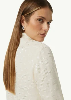 Semitransparente Jacquard-Bluse mit Stehkragen-Comma Hot