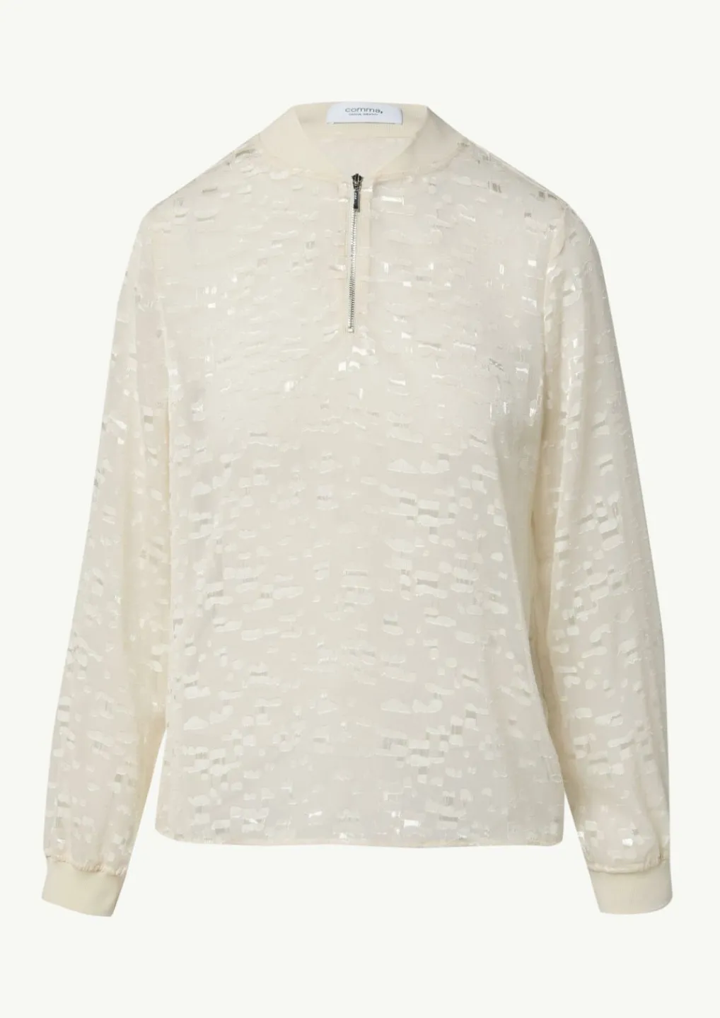 Semitransparente Jacquard-Bluse mit Stehkragen-Comma Hot