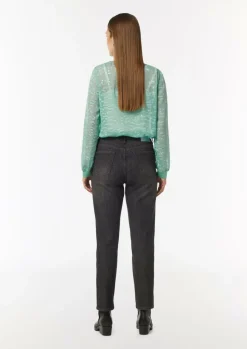 Semitransparente Jacquard-Bluse mit Stehkragen-Comma Online