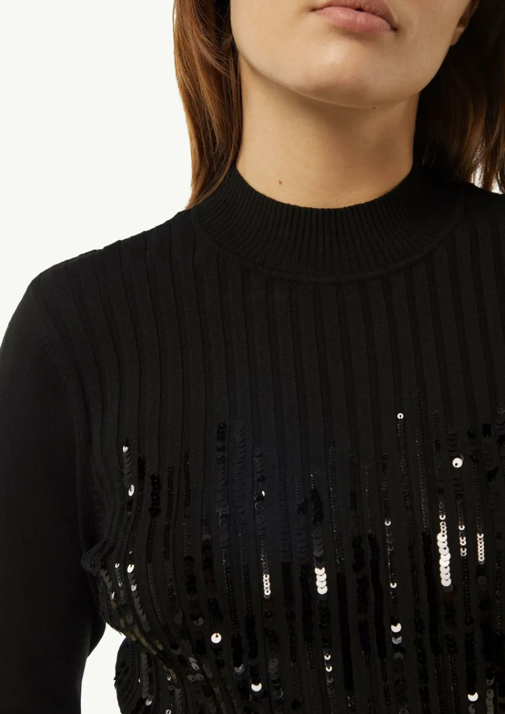 Slim-Fit-Strickpullover mit Paillettenbesatz-Comma Online