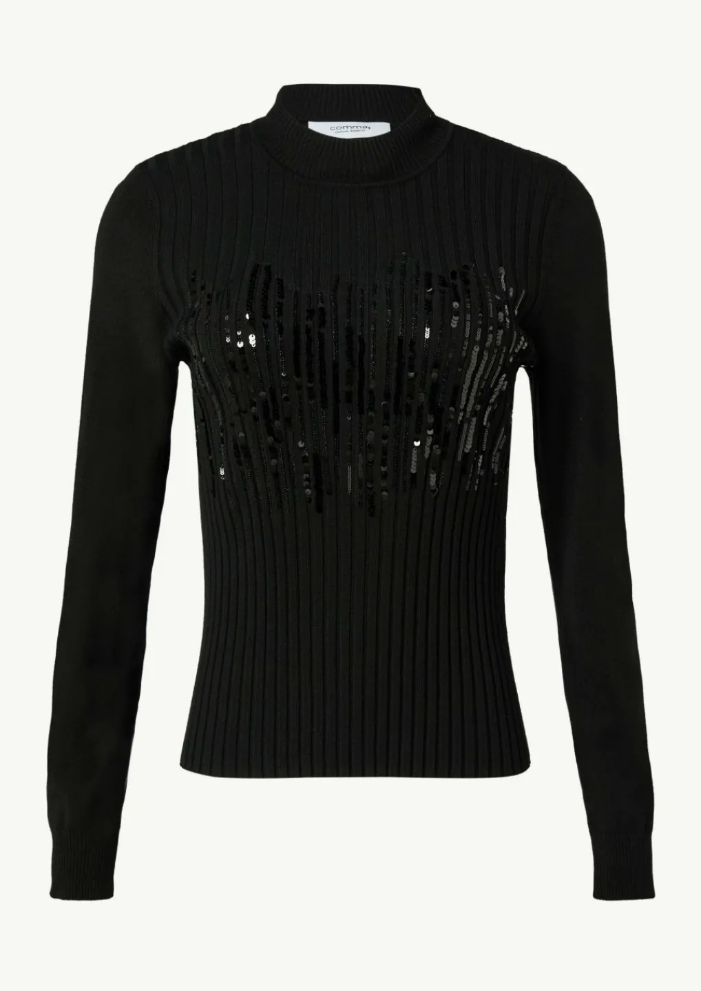 Slim-Fit-Strickpullover mit Paillettenbesatz-Comma Online