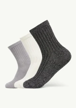 Socken im 3er-Pack aus Baumwollmix mit Glitzergarn-Comma Online