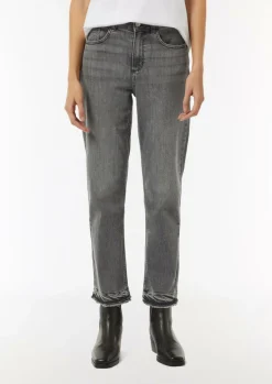 Straight-Leg-Jeans mit gefranstem Saum-Comma Outlet