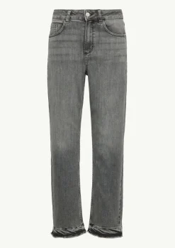 Straight-Leg-Jeans mit gefranstem Saum-Comma Outlet
