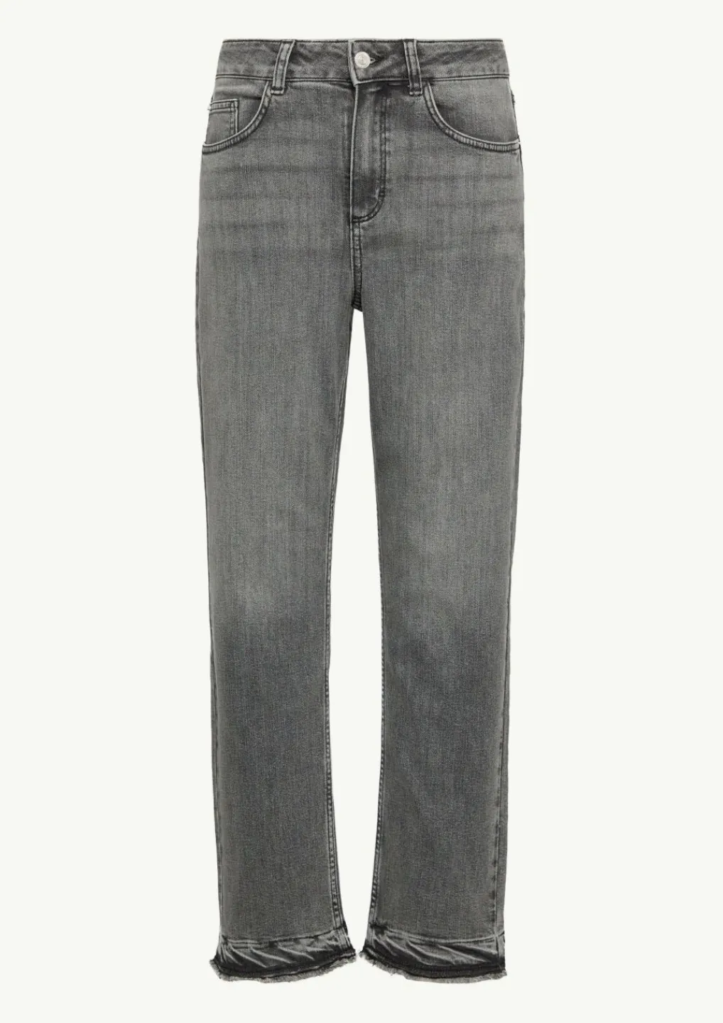 Straight-Leg-Jeans mit gefranstem Saum-Comma Outlet