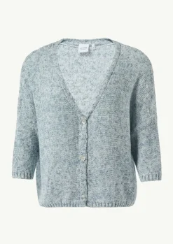 Strickjacke aus Baumwollmix mit Rippbündchen-Comma Hot