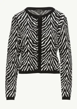 Strickjacke mit Animal-Print und Knopfleiste-Comma New