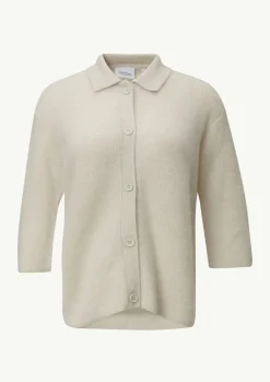 Strickjacke mit Polokragen und Knöpfen-Comma Fashion