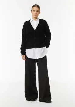 Strickjacke mit verdeckter Knopfleiste-Comma Outlet