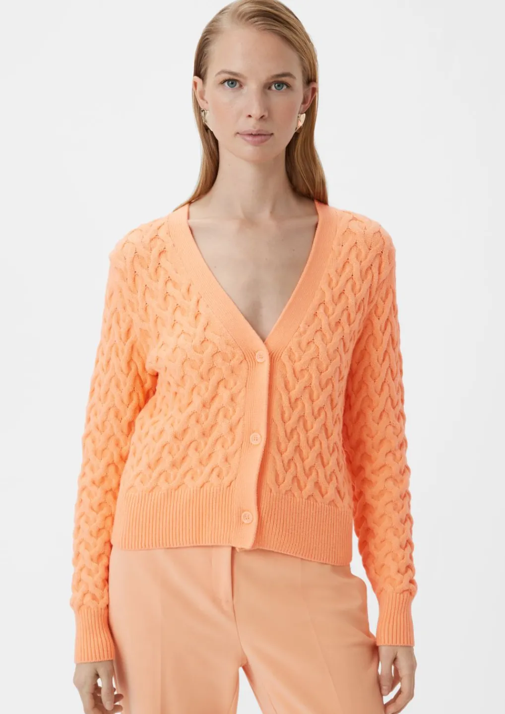 Strickjacke mit Zopfmuster-Comma Fashion