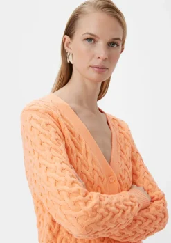 Strickjacke mit Zopfmuster-Comma Fashion