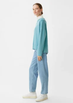 Strickjersey mit Label-Patch-Comma Hot