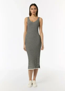 Strickkleid aus Baumwolle mit Streifen-Comma New