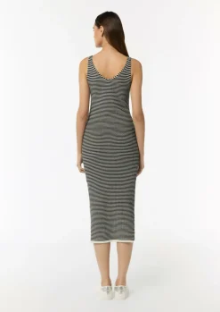 Strickkleid aus Baumwolle mit Streifen-Comma New