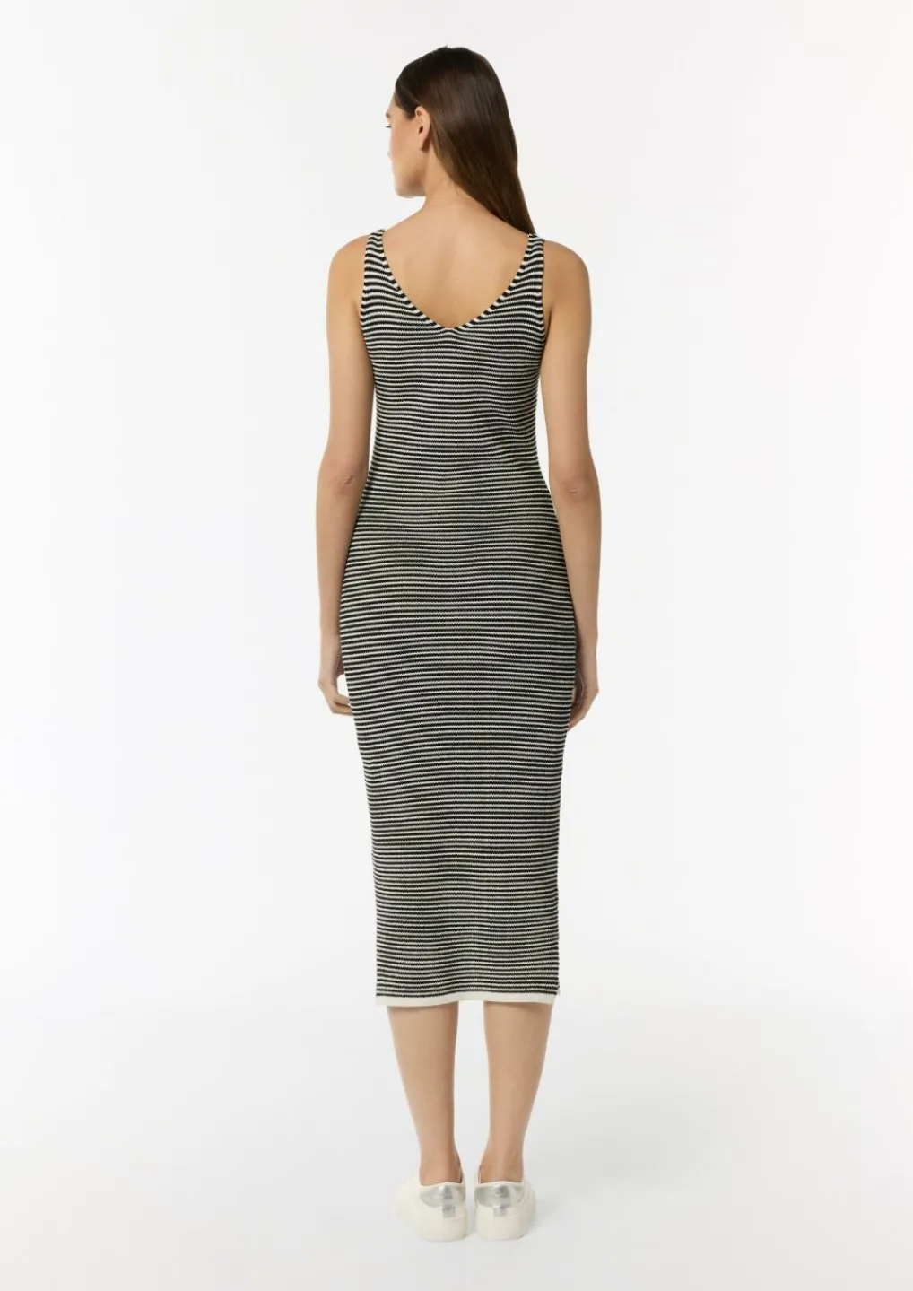Strickkleid aus Baumwolle mit Streifen-Comma New