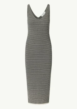 Strickkleid aus Baumwolle mit Streifen-Comma New