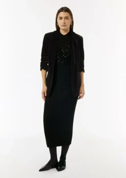 Strick-Kleid mit Stehkragen und Pailletten-Comma Clearance