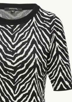 Strick-Kleid mit Zebra-Jaquard und Rippblende-Comma Best