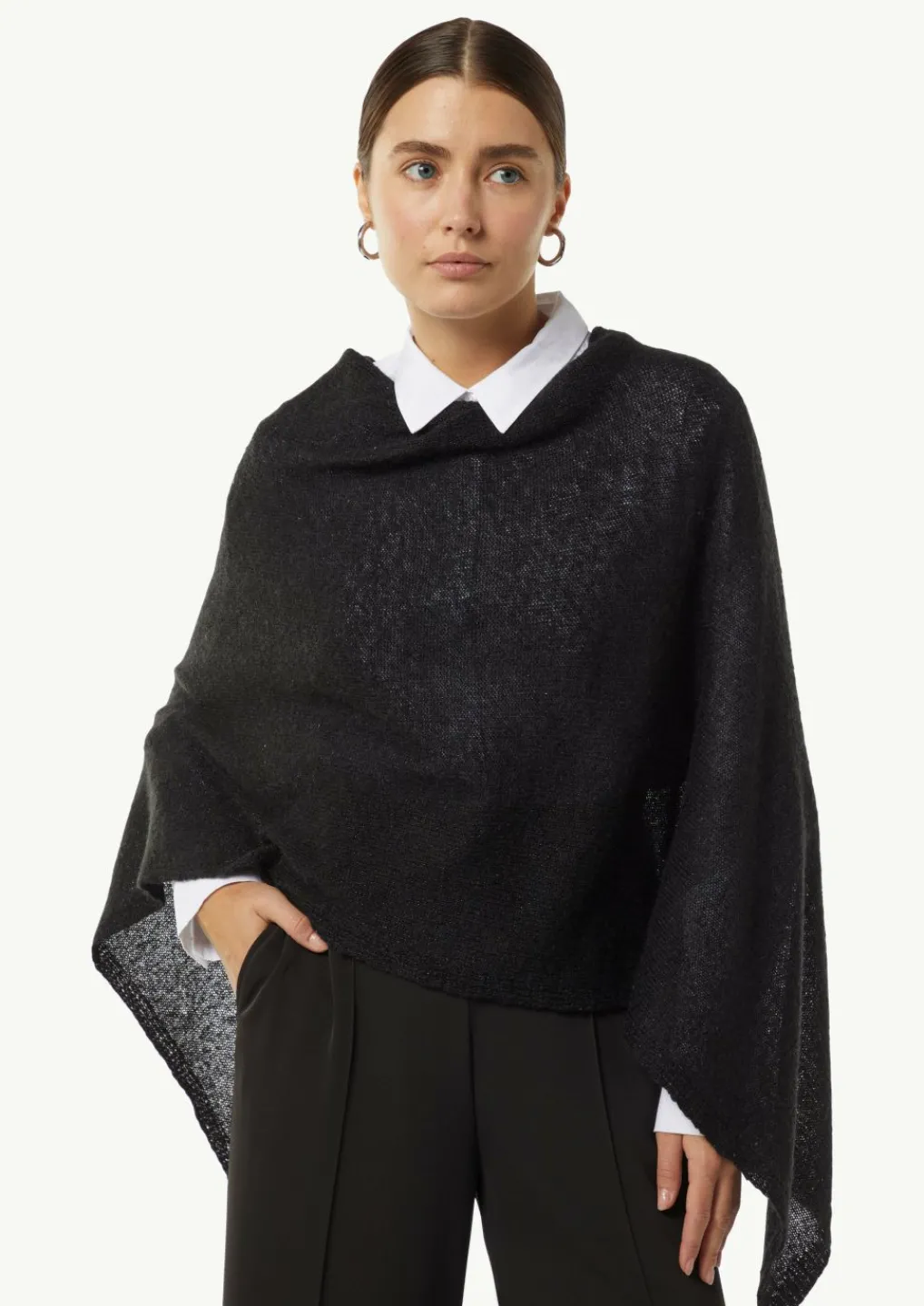 Strick-Poncho mit Glitzergarn und Pailletten-Comma Sale