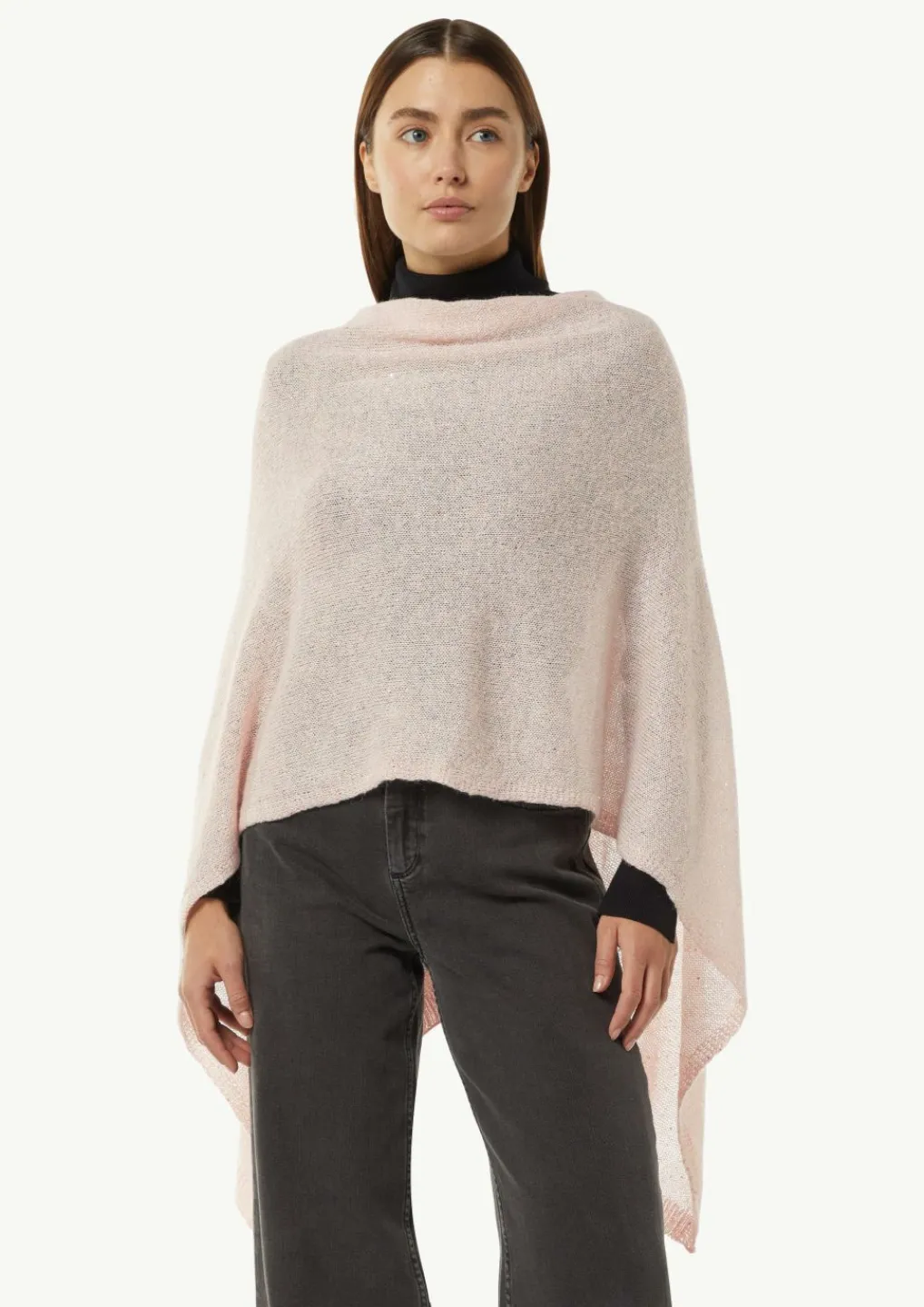 Strick-Poncho mit Glitzergarn und Pailletten-Comma Discount