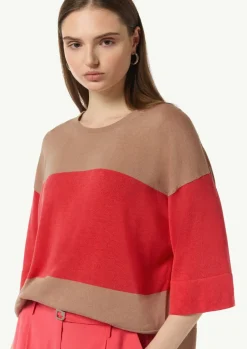 Strickpullover aus Lyocell-Mix mit Kontrast-Details-Comma Outlet