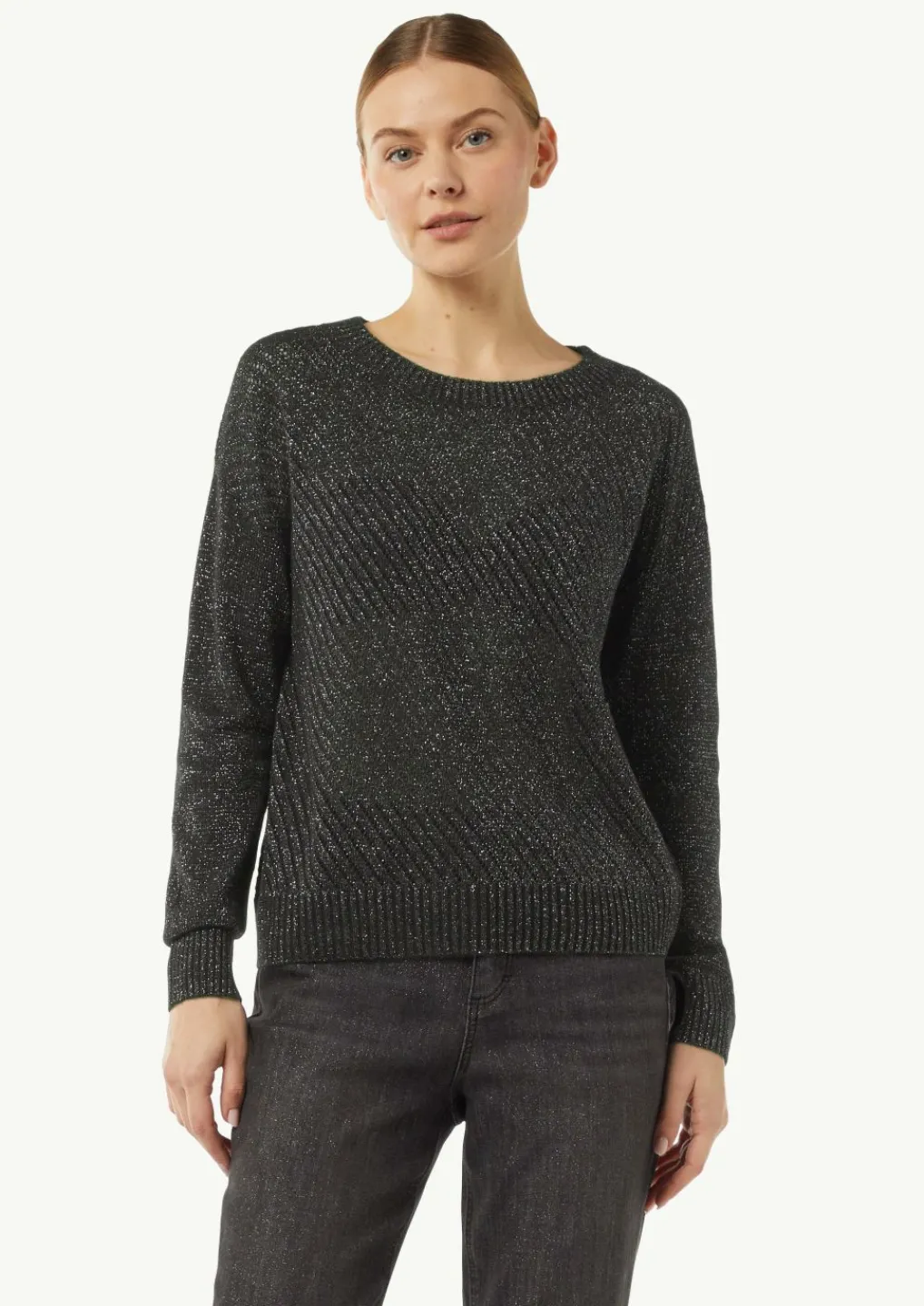 Strickpullover mit Ajourmuster mit Glitzergarn-Comma Clearance