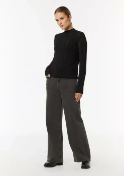 Strickpullover mit Fischgrätmuster und Rippbündchen-Comma Fashion