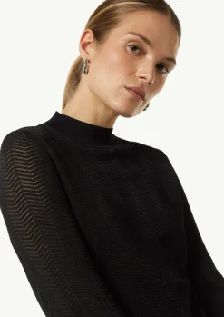 Strickpullover mit Fischgrätmuster und Rippbündchen-Comma Fashion
