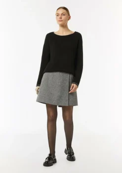 Strickpullover mit Metallic-Garn-Details an Saum und Bündchen-Comma New