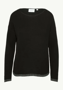 Strickpullover mit Metallic-Garn-Details an Saum und Bündchen-Comma New
