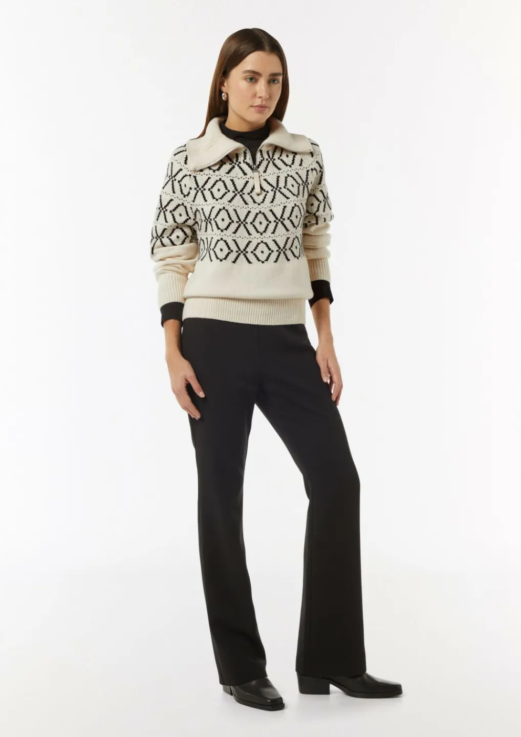 Strickpullover mit Troyer-Kragen-Comma Hot