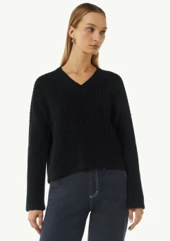 Strickpullover mit V-Ausschnitt und überschnittenen Schultern-Comma Online