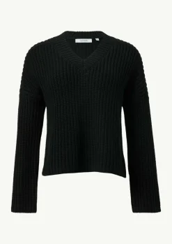 Strickpullover mit V-Ausschnitt und überschnittenen Schultern-Comma Online
