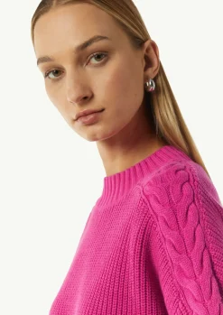Strickpullover mit Zopfmuster am Ärmel-Comma Sale