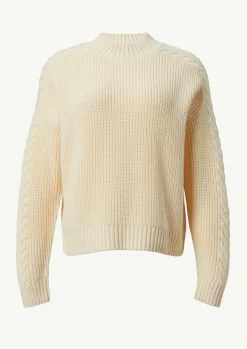 Strickpullover mit Zopfmuster am Ärmel-Comma Sale