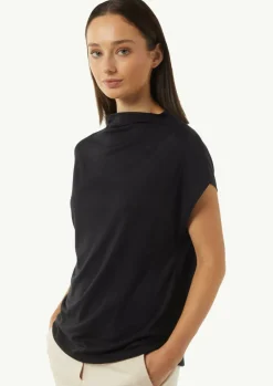 Strick-Shirt aus Lyocellmix mit Faltendetails-Comma Fashion